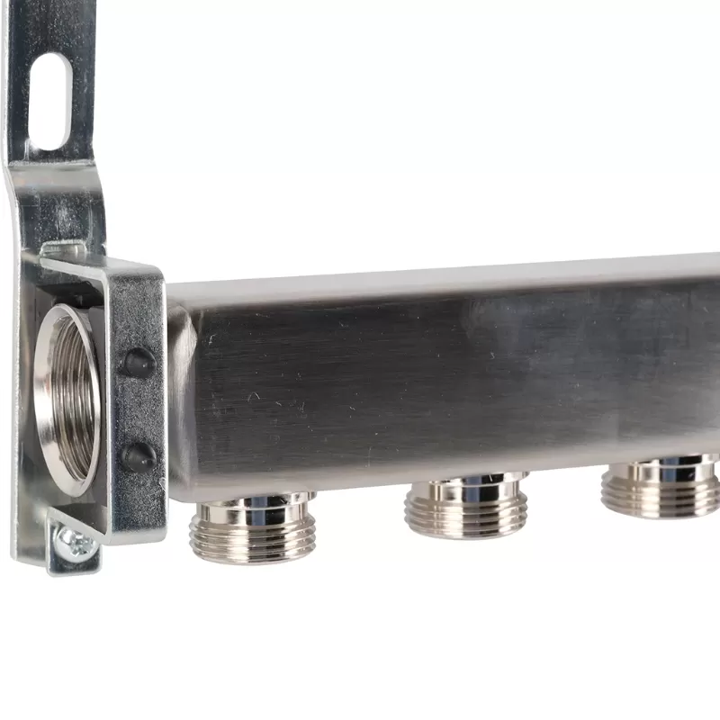 Коллектор Rommer 1"x3/4" на 12 контуров для радиаторной разводки (нерж. сталь) (RMS-4401-000012)