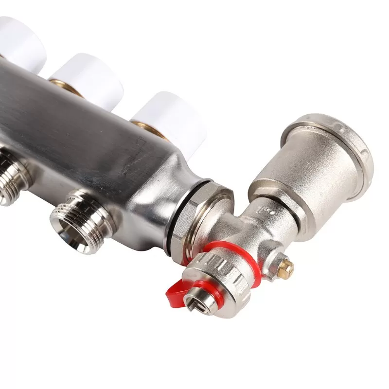Коллектор Rommer 1"x3/4" на 7 контуров с расходомерами в сборе (нерж. сталь) (RMS-1210-000007)