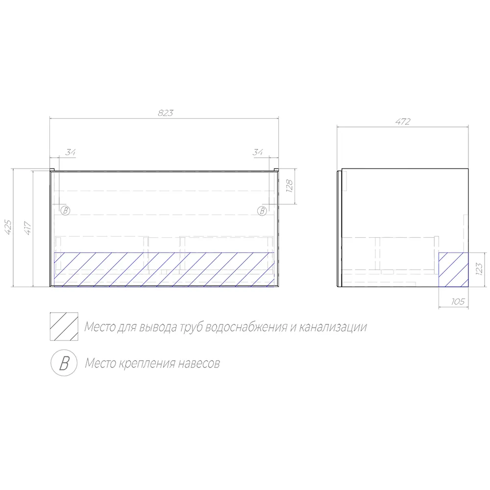 Тумба с раковиной подвесная Velvex Posse tp.POS.OSK.85.1Y верде, 85 см