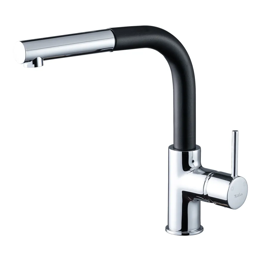 Смеситель для кухни с выдвижным изливом Rivelato Ledro 9022208, хром/антрацит
