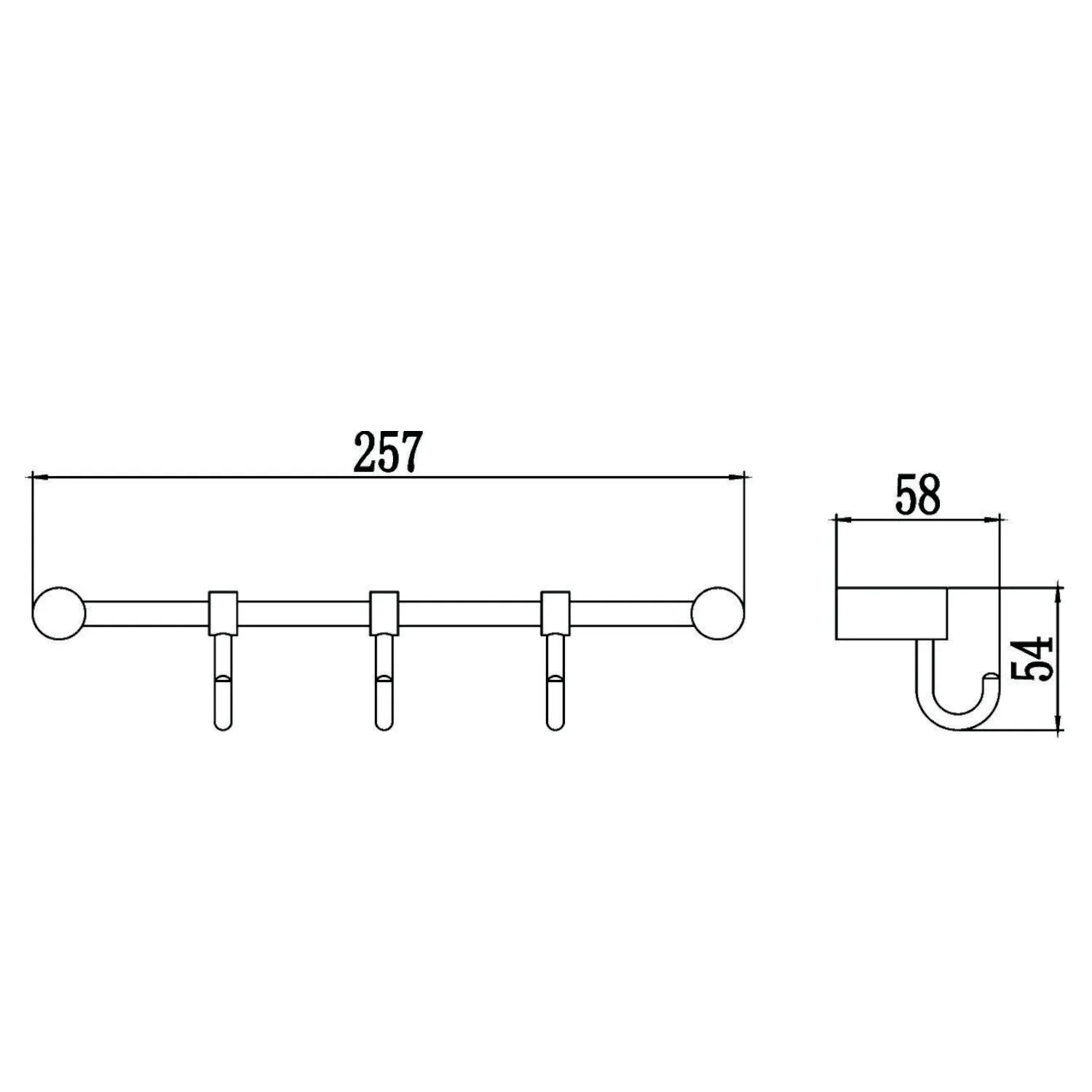 Планка с крючками (3 крючка) Savol S-06203H