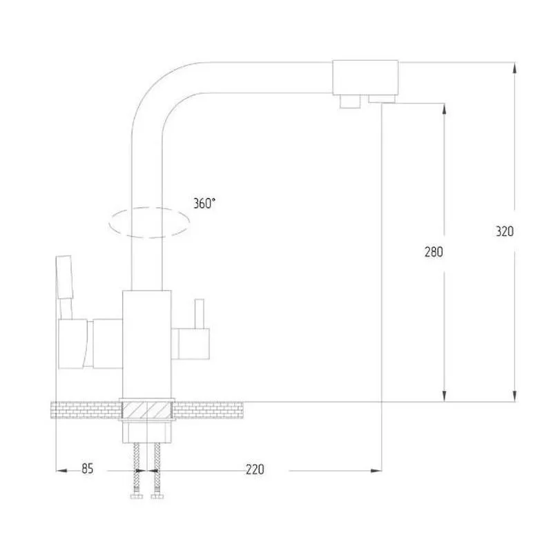 Смеситель для кухни с подключением фильтра для воды D-Lin D159315-1C, белый