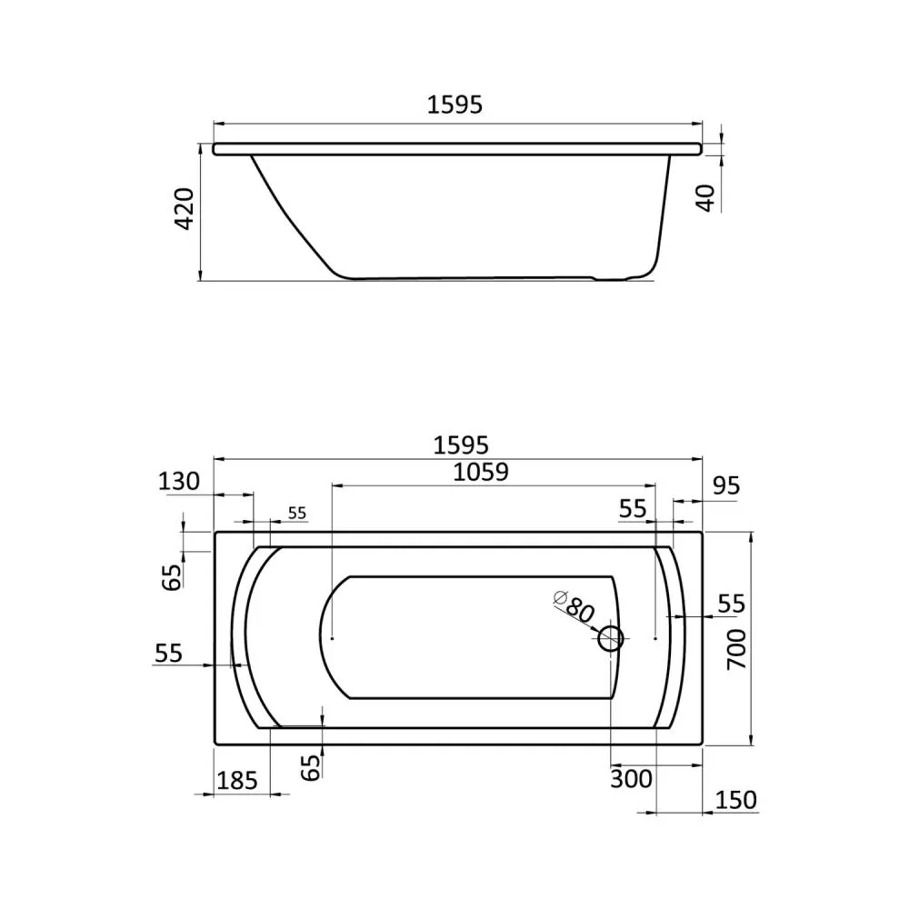 Ванна акриловая Santek Монако 160x70 белая 1.WH11.1.977