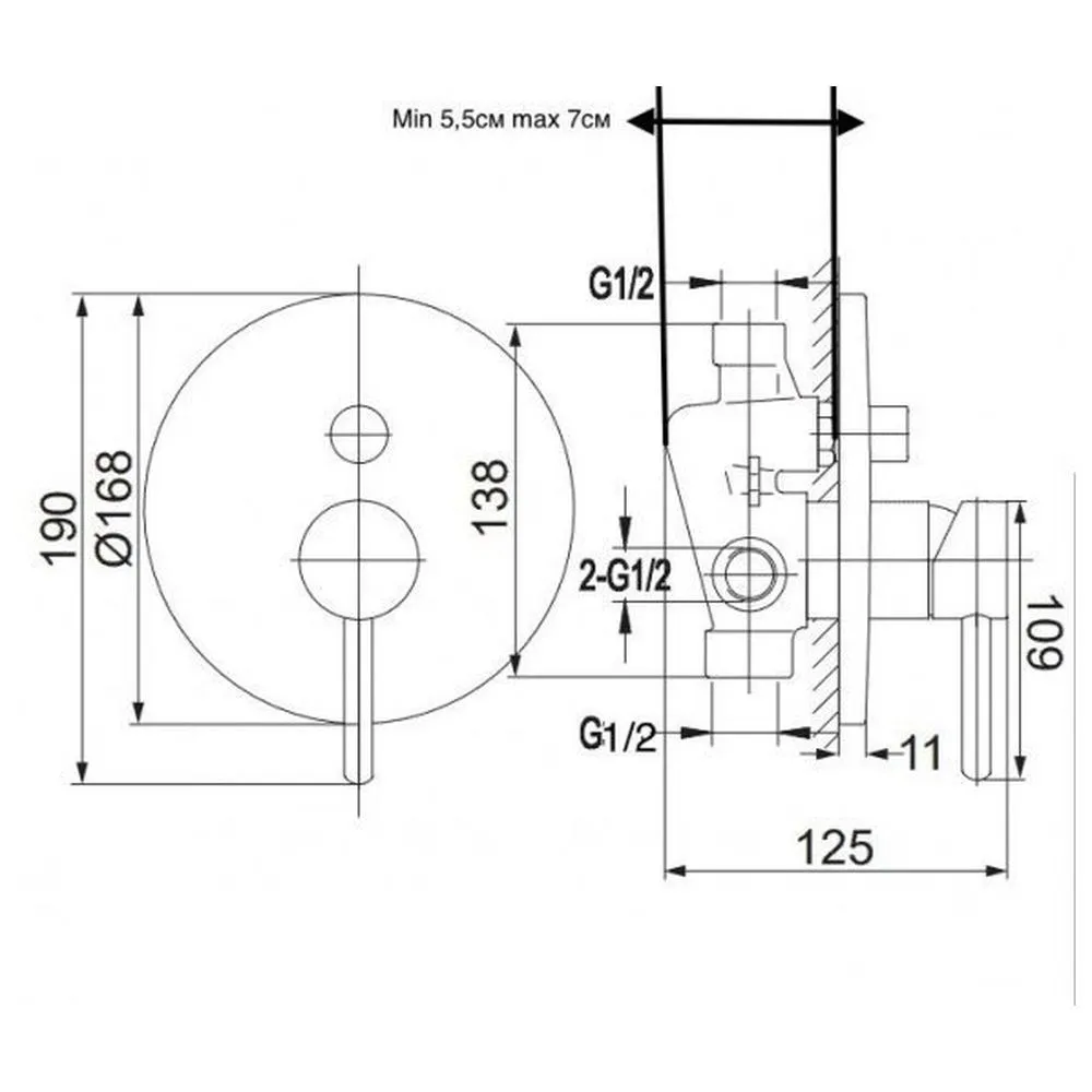 Душевая система встраиваемая Grocenberg GB5001BL, черный
