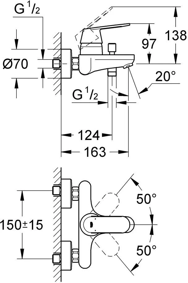 Смеситель для ванны GROHE Eurosmart Cosmopolitan с изливом, хром (арт. 32831000)
