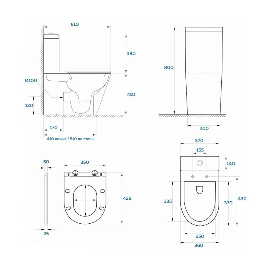 Унитаз напольный WesnaArt OCEAN 102-OCE12, белый