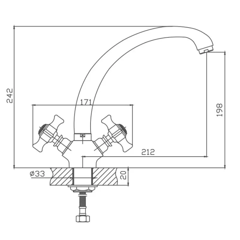 Смеситель для кухни Cron CN4724, хром