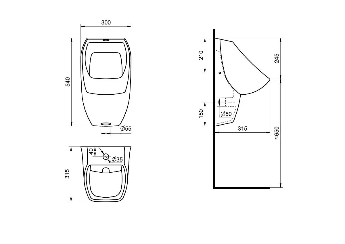 Писсуар SANTEK Гала 1.WH30.1.774 с креплением