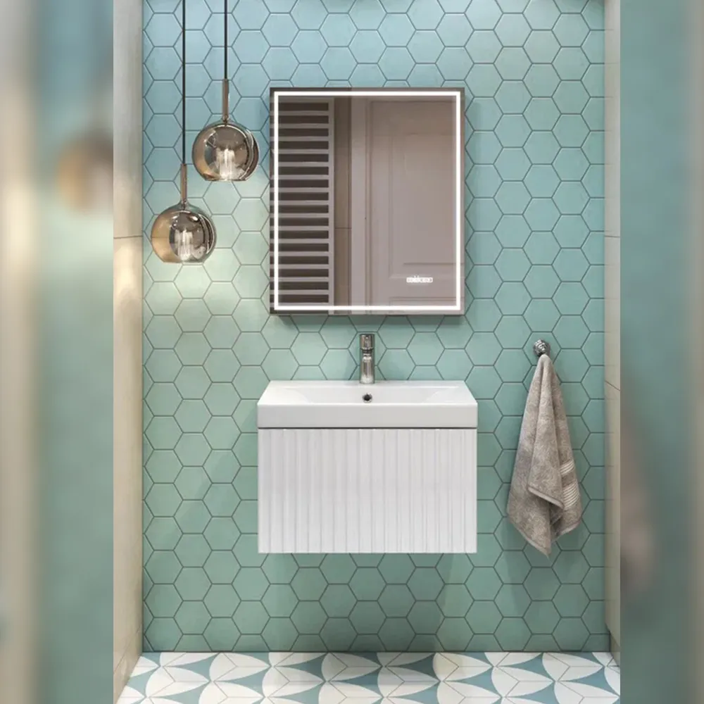 Тумба с раковиной подвесная Velvex Compo tp.COM.9696.60.1Y белый глянец, 60 см