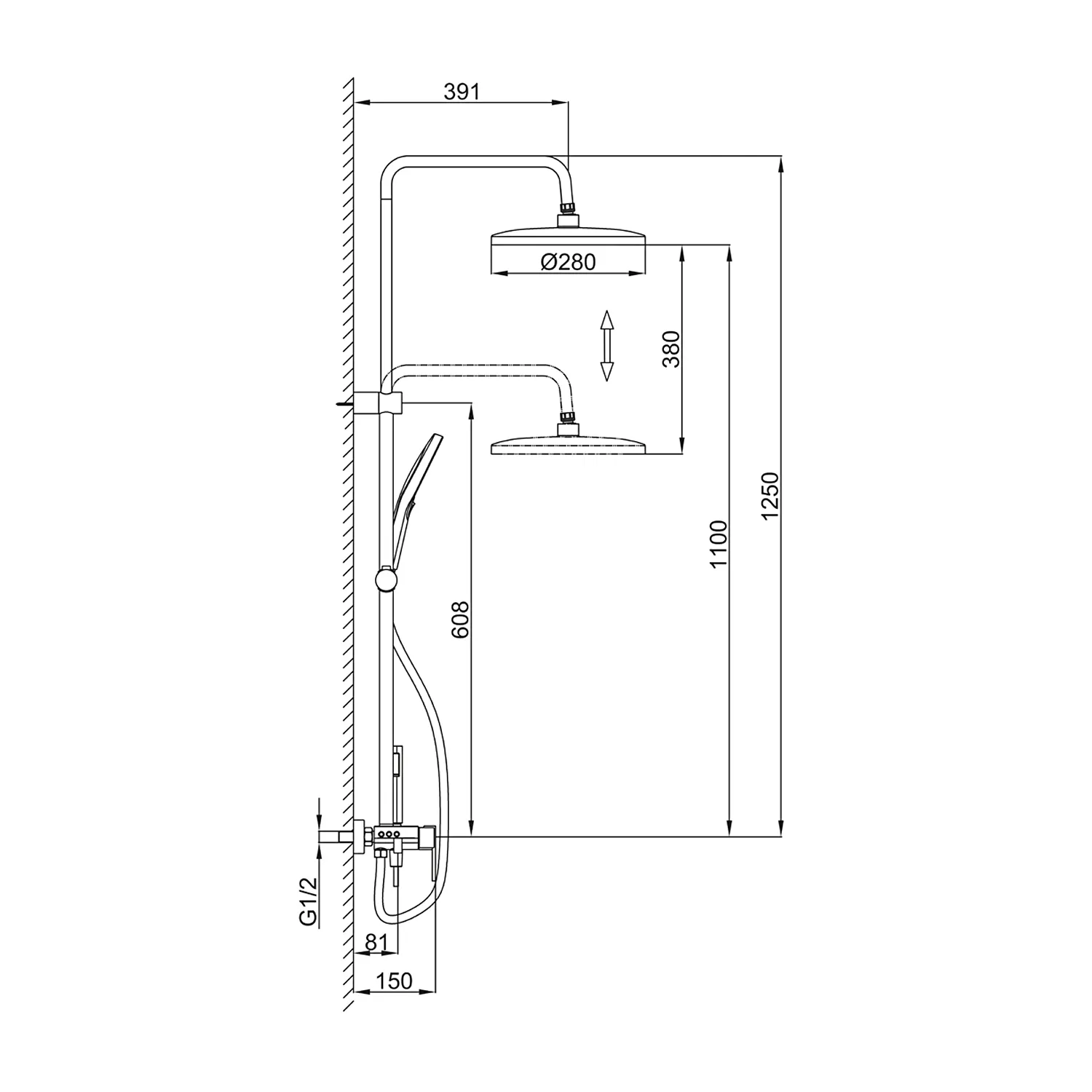 Душевая система FRAP F24201-9, оружейная сталь