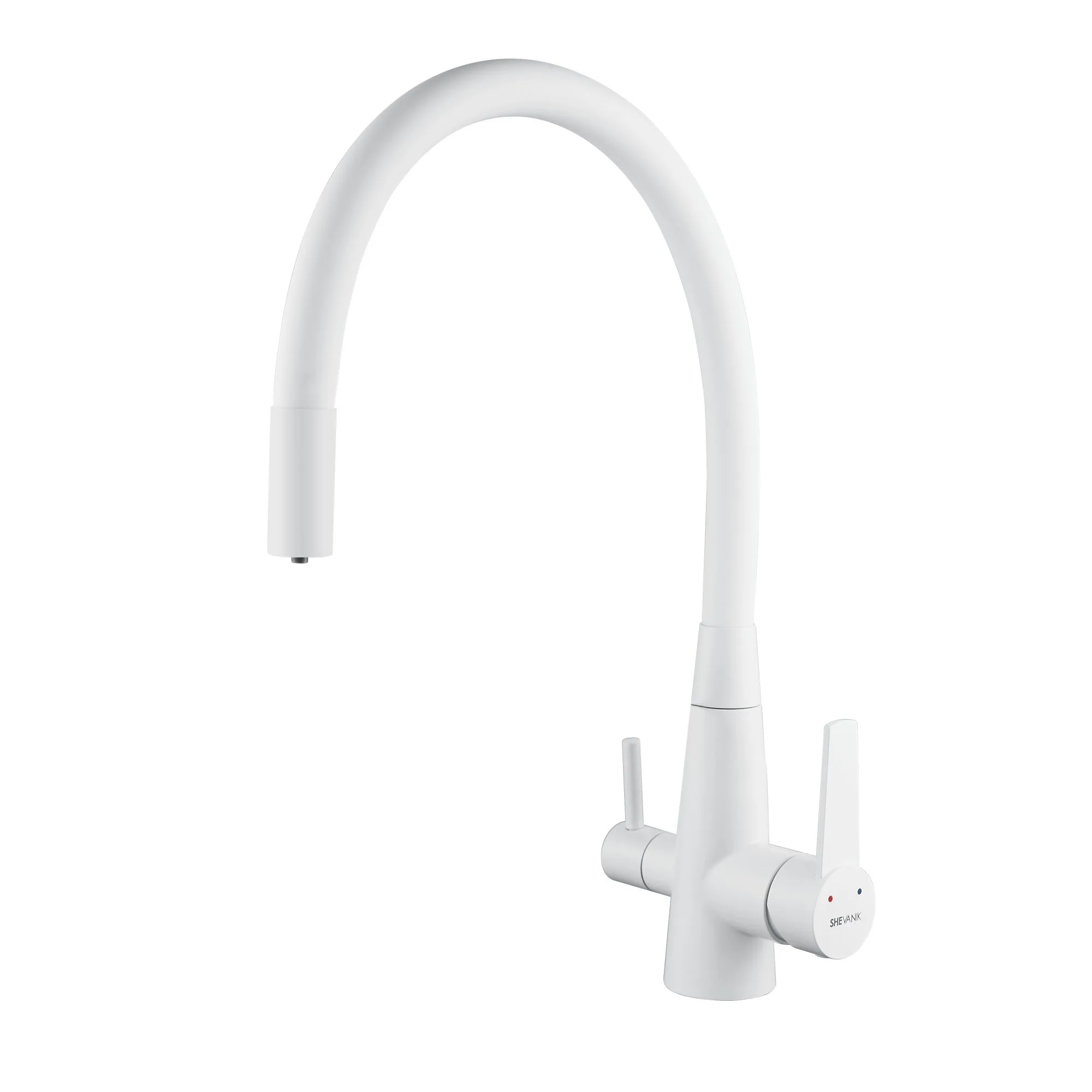 Смеситель для кухни с гибким изливом и подключением фильтра Shevanik S668C, белый