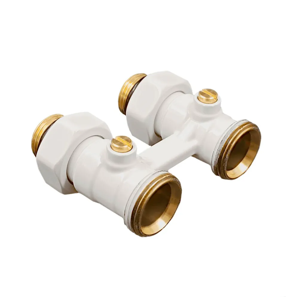 Прямой Н-образный клапан Primoclima Armature для нижнего подключения 3/4"х1/2", белый