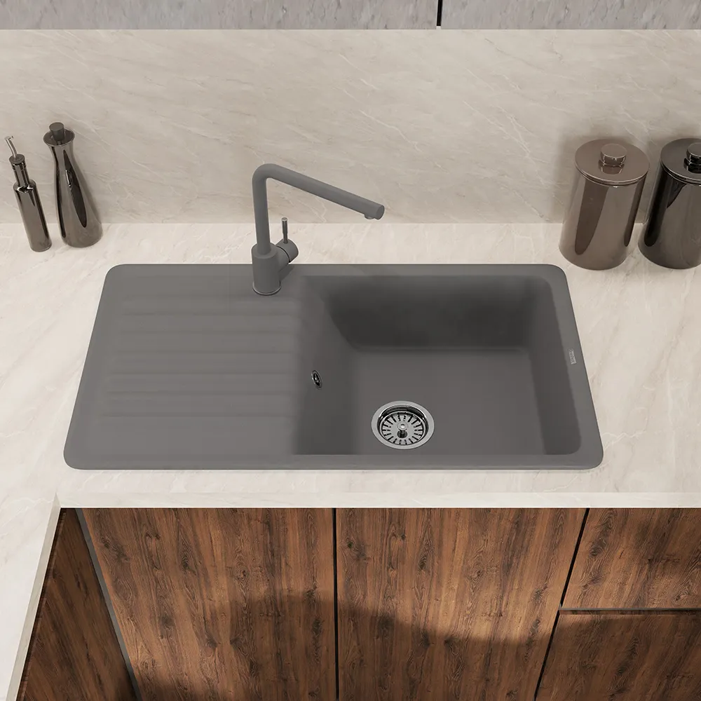 Смеситель для кухни GranFest Z-5411, темно-серый