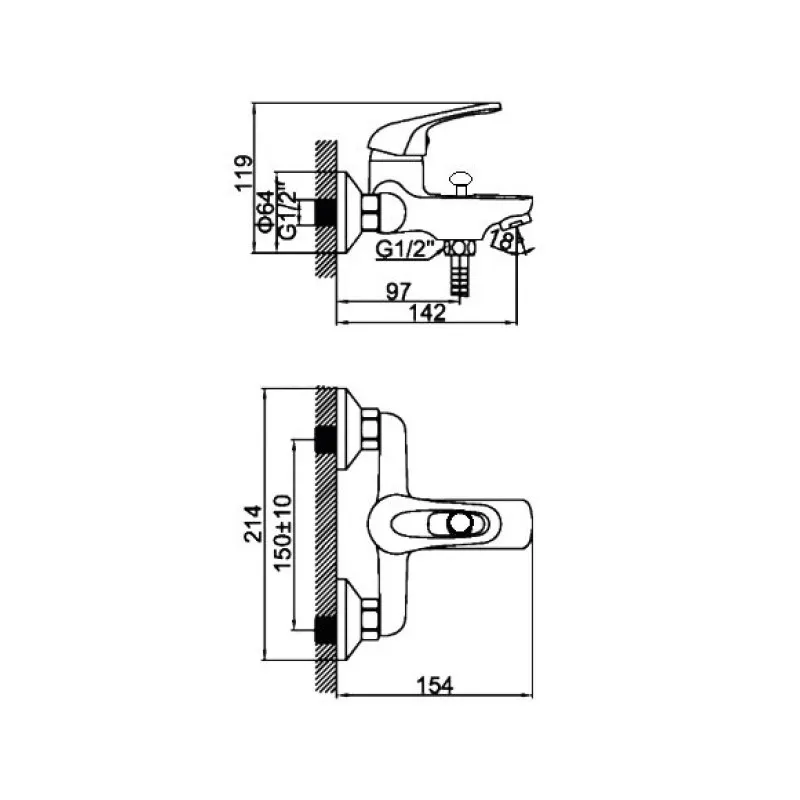 Смеситель для ванны D-Lin D130409, хром