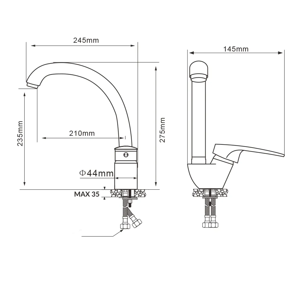 Смеситель для кухни WesnaArt KOMETA, KOM17-12040, хром