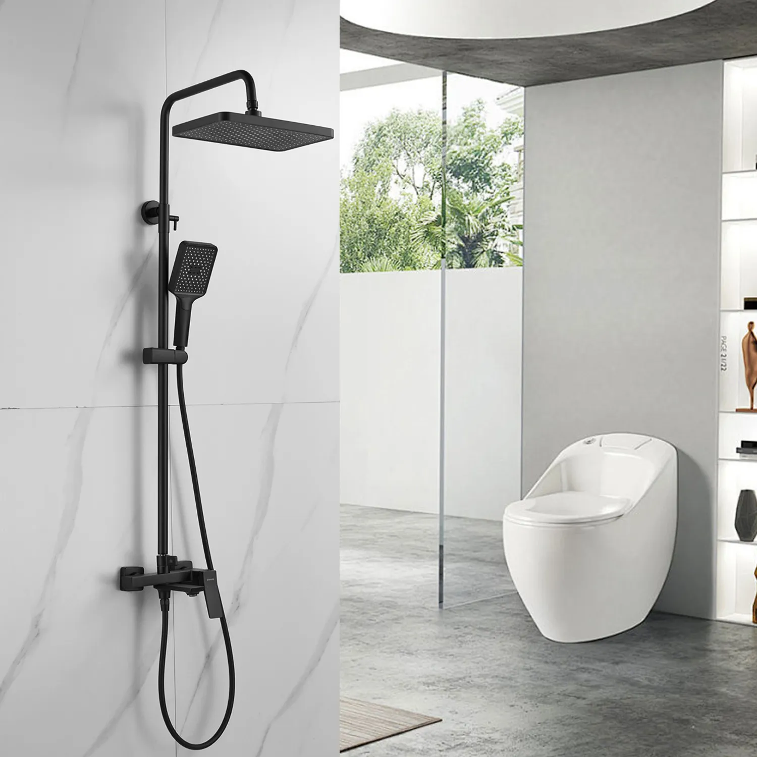 Душевая система Shevanik S4436H, черный