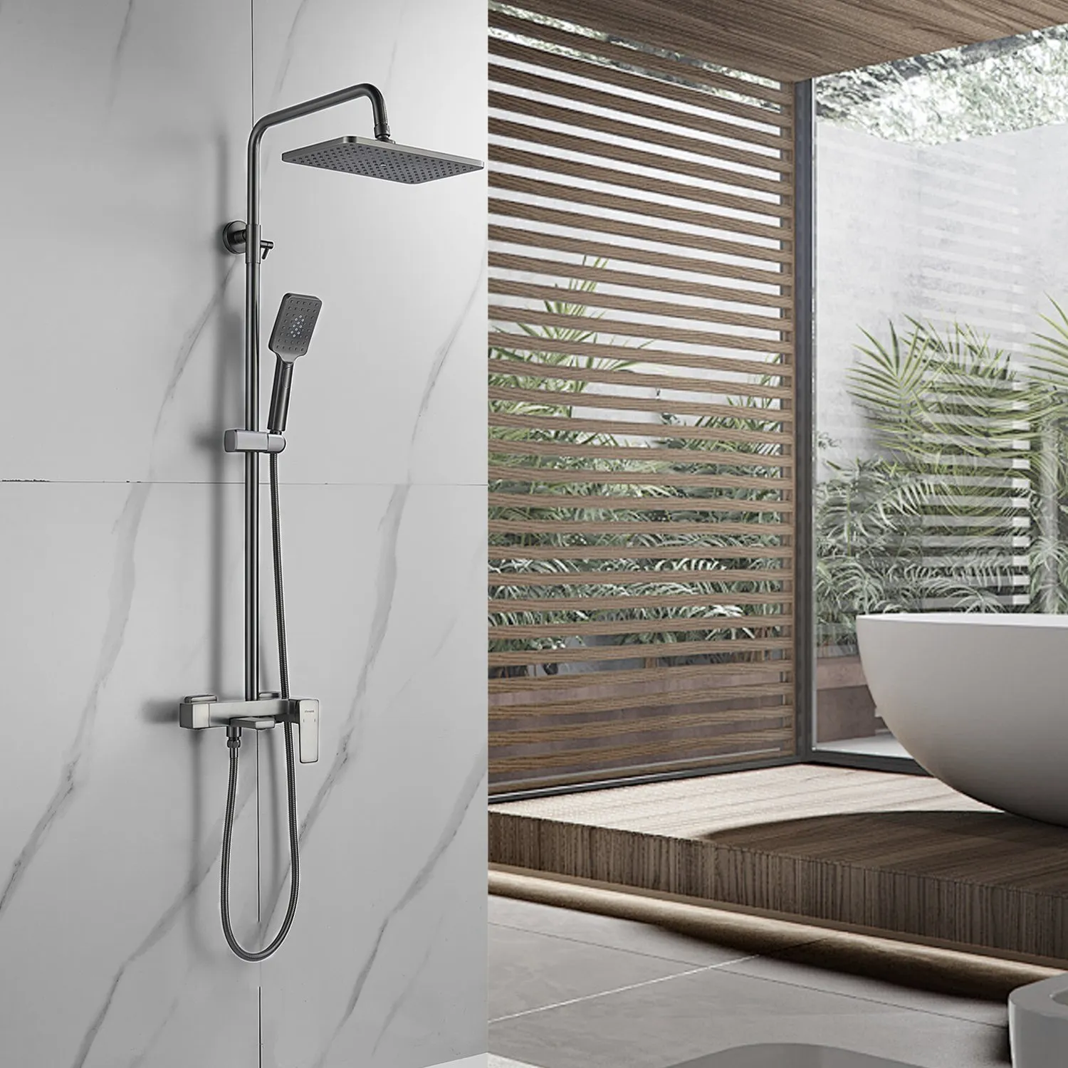 Душевая система Shevanik S8936T, оружейная сталь