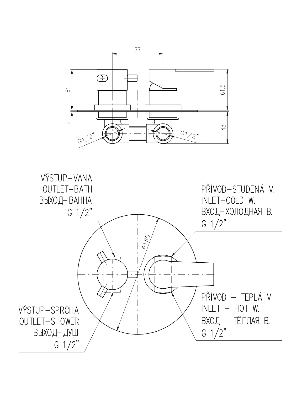 Смеситель для душа Rav Slezak Colorado CO186KZ, золото
