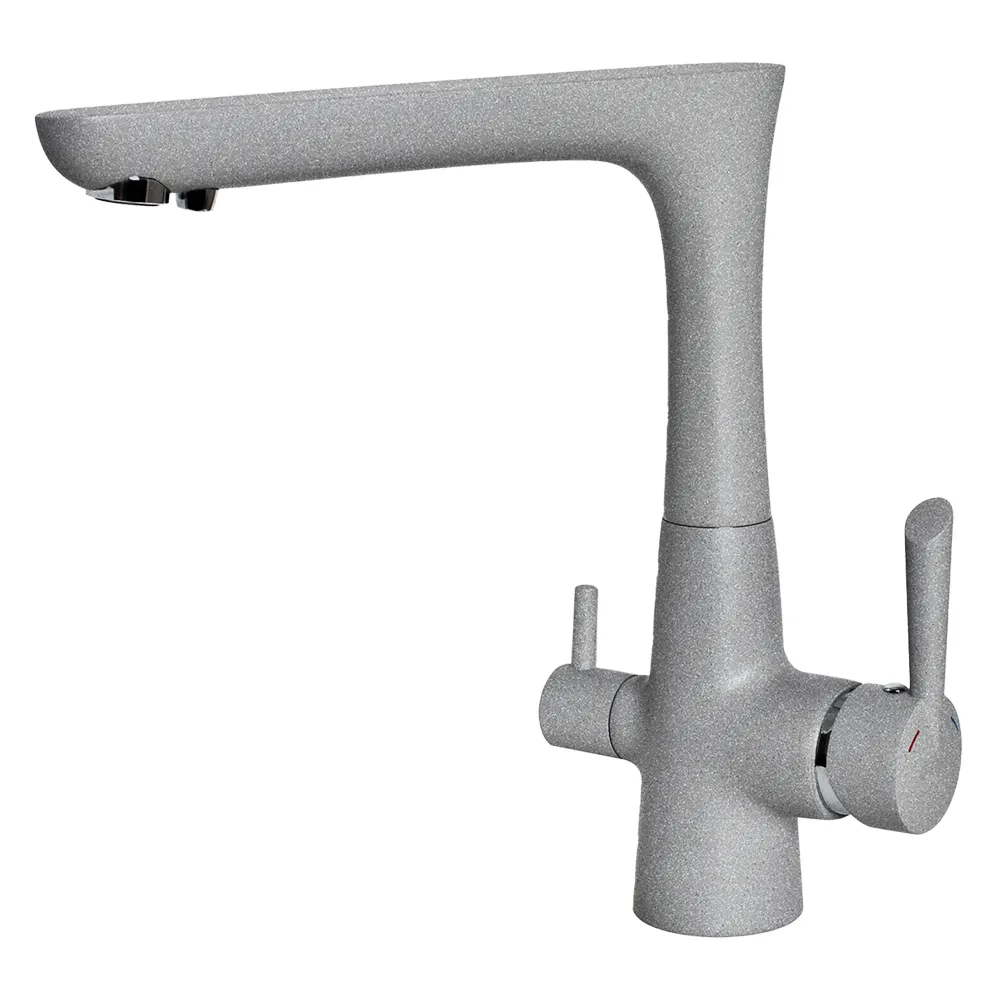 Смеситель для кухни с подключением фильтра GranFest 3223, серый