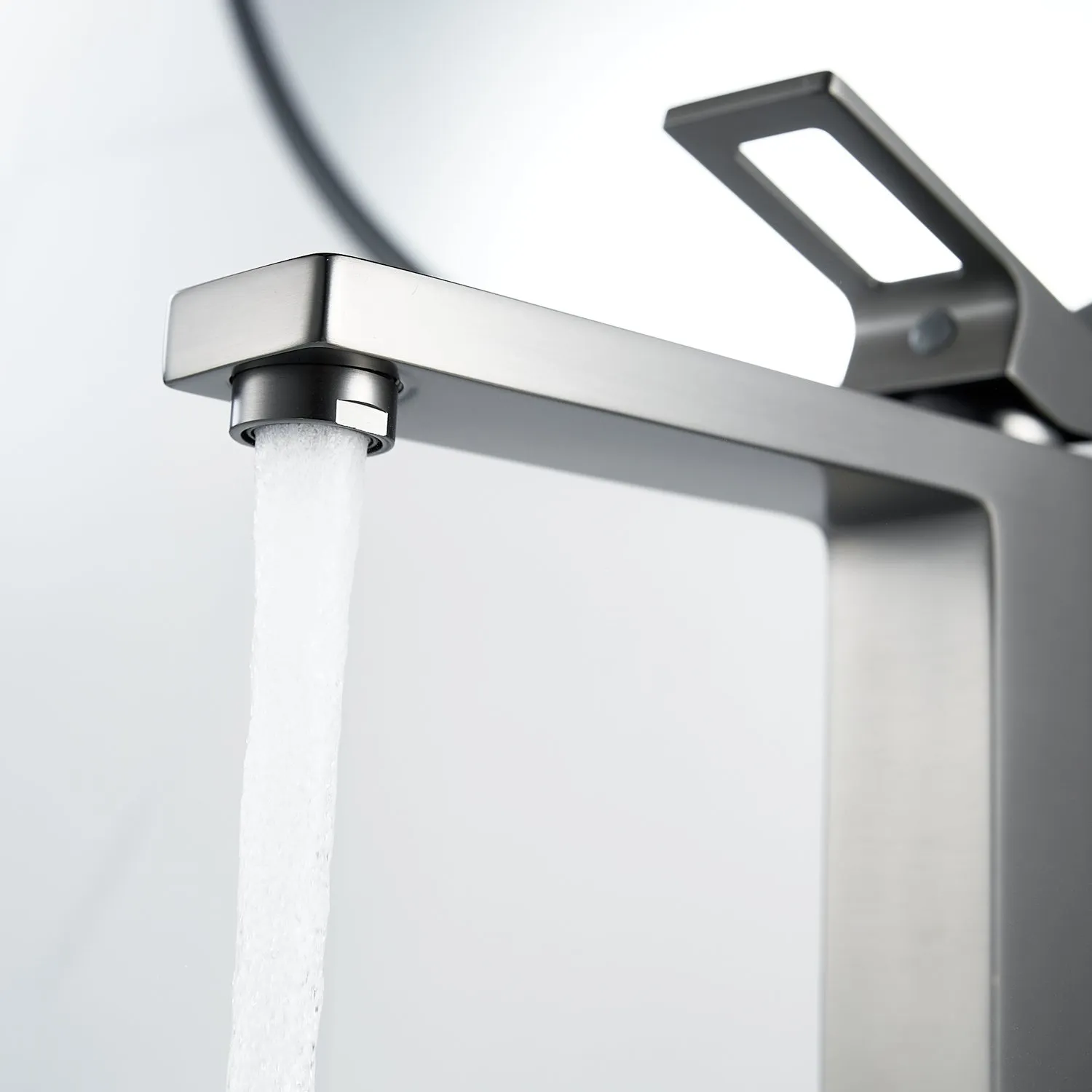 Смеситель для раковины высокий  Raffine F1196T, оружейная сталь