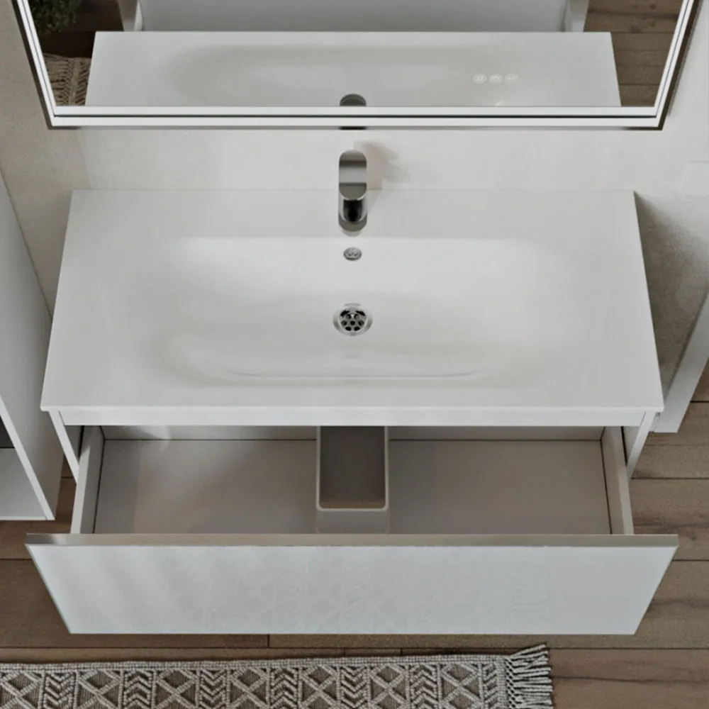 Тумба с раковиной подвесная (100см) Terminus Vega VEG101001900301OSL, белый