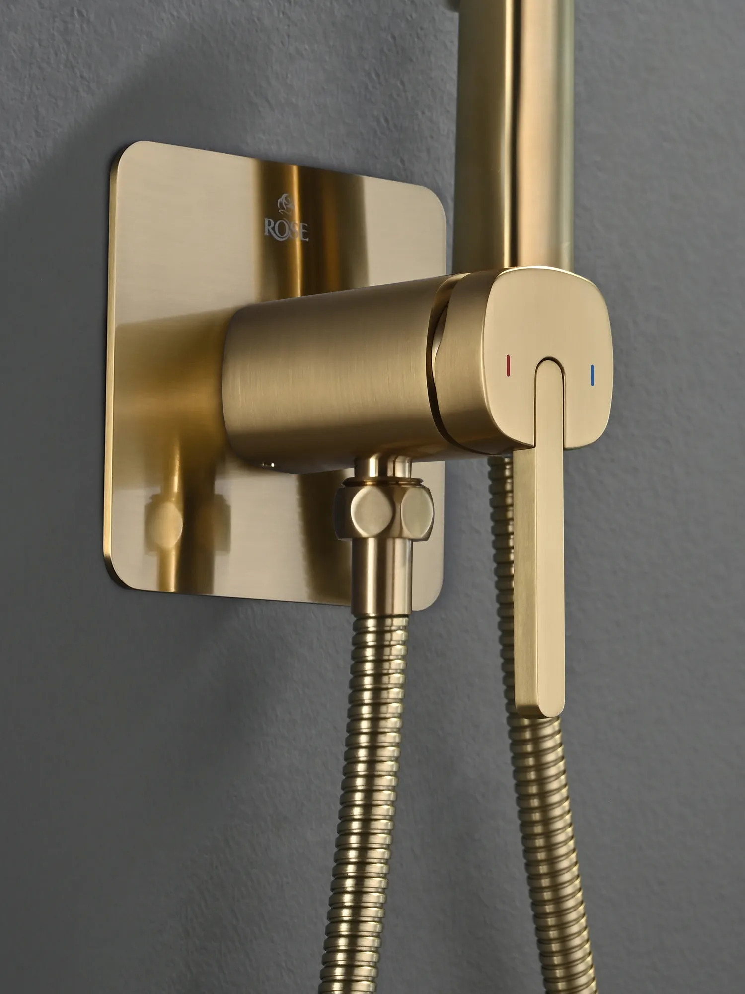 Гигиенический душ со смесителем Rose R245G, золотой сатин
