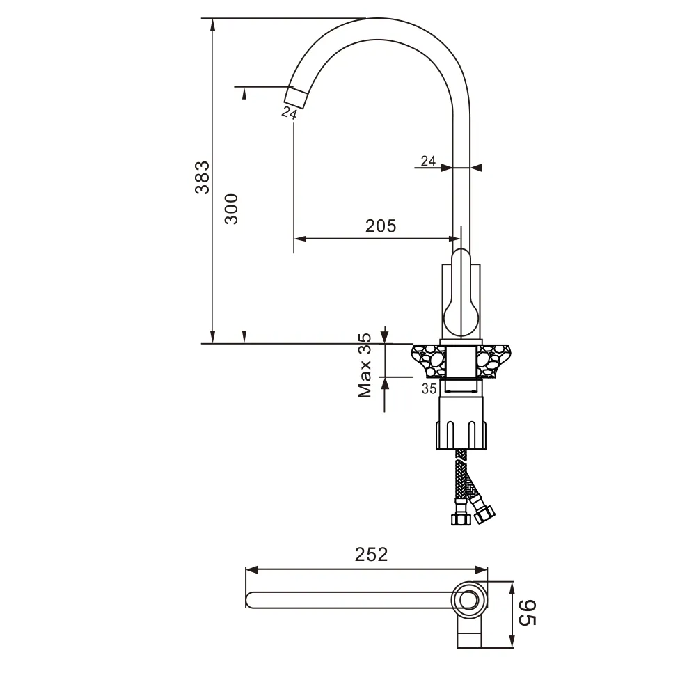 Смеситель для кухни WesnaArt EKO EKO05-110, сатин