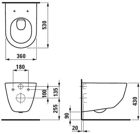 Чаша подвесного унитаза Laufen Pro New (8.2095.6.000.000.1)