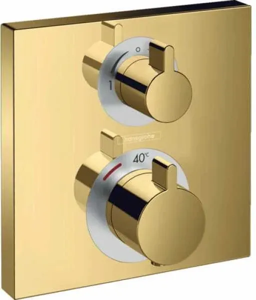 15714990S Set HG Ecostat Square термостатический смеситель для душа (15714990+01800180), полир.золото