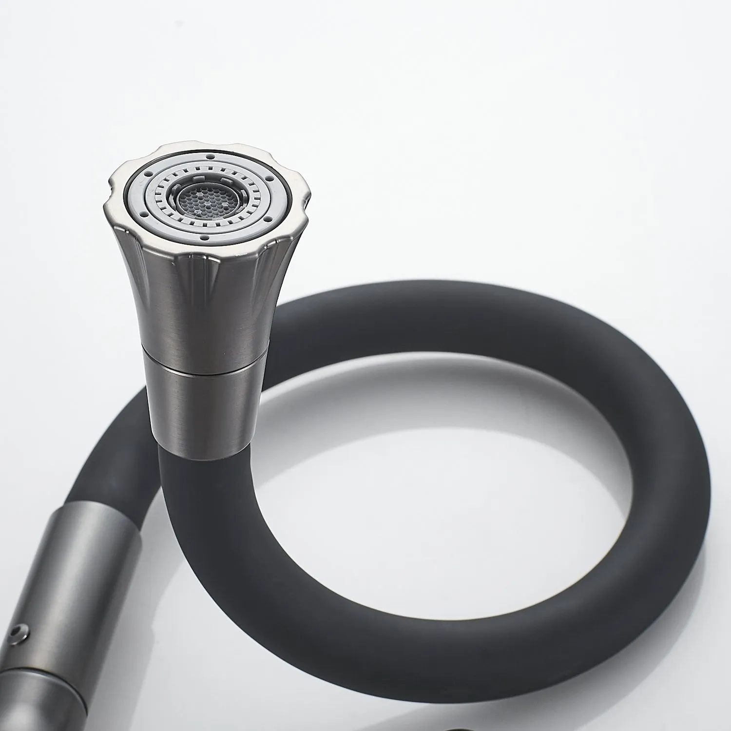 Смеситель для кухни с гибким изливом Raffine F303T-3, оружейная сталь