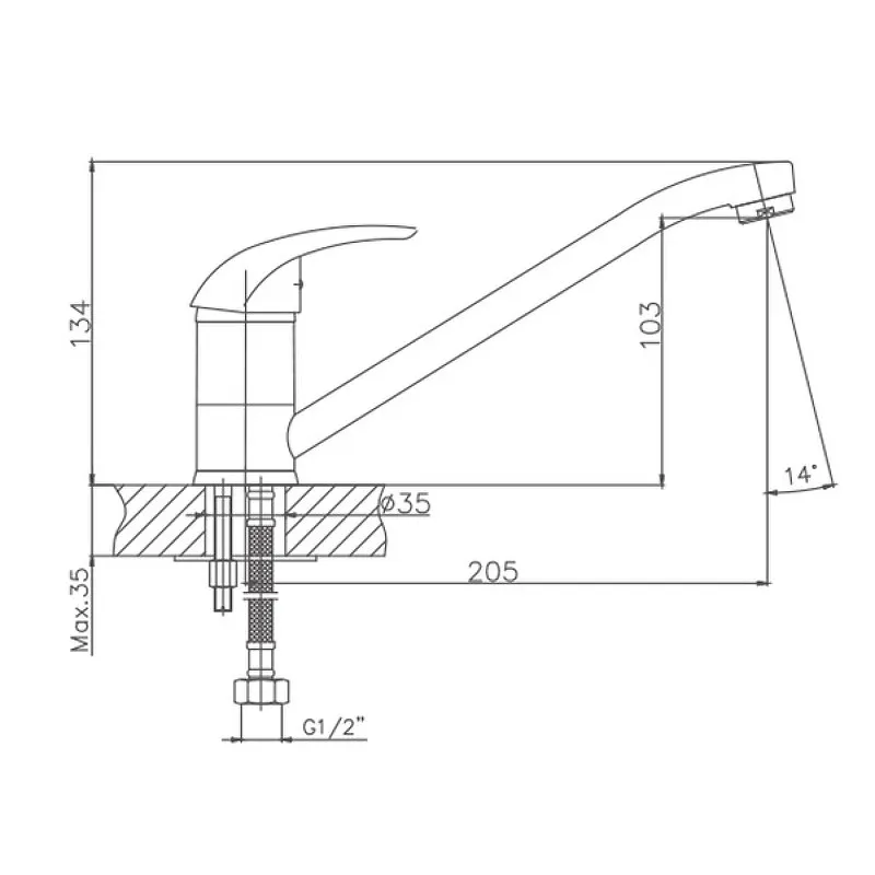 Смеситель для кухни Cron CN4229, хром