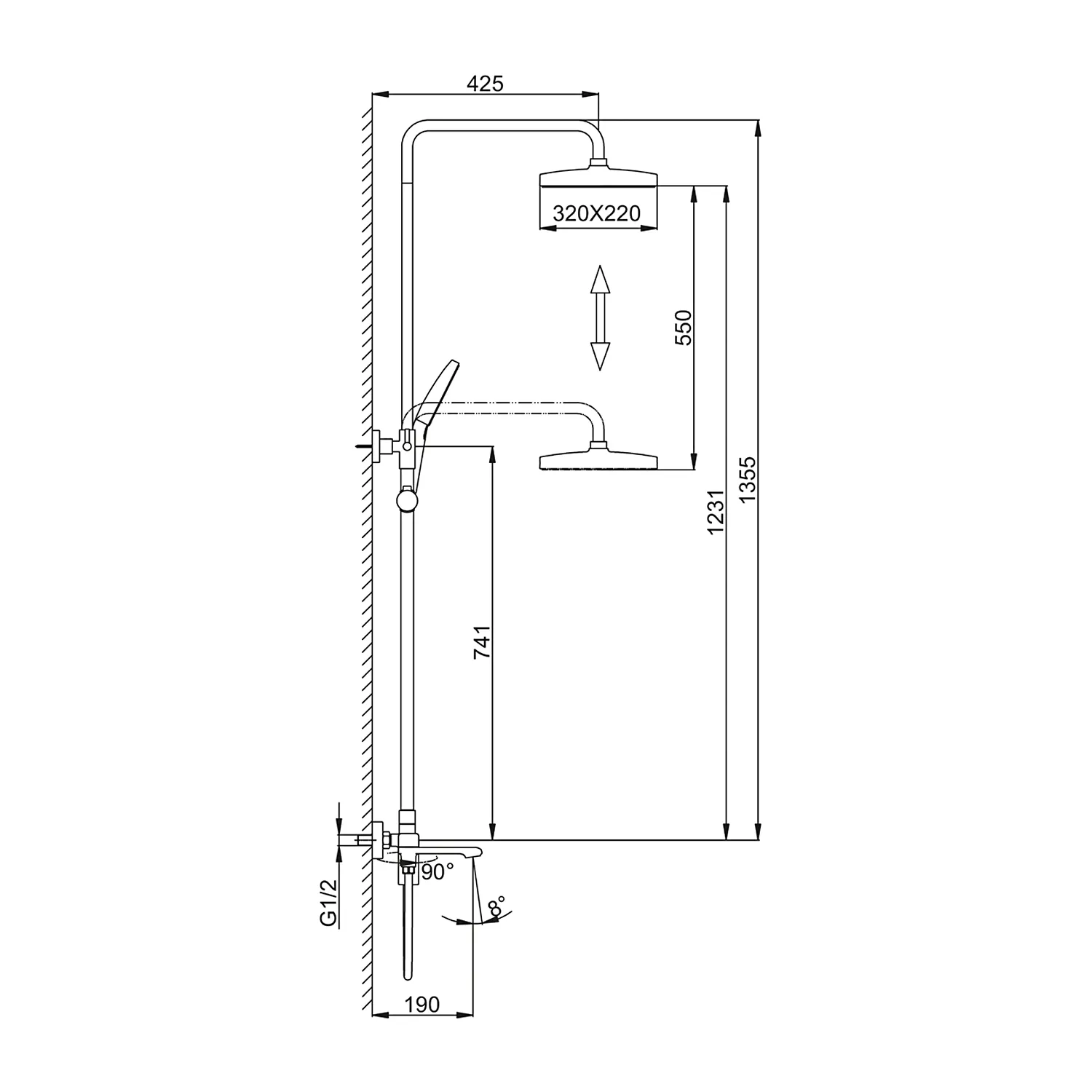 Душевая система FRAP F2484, хром