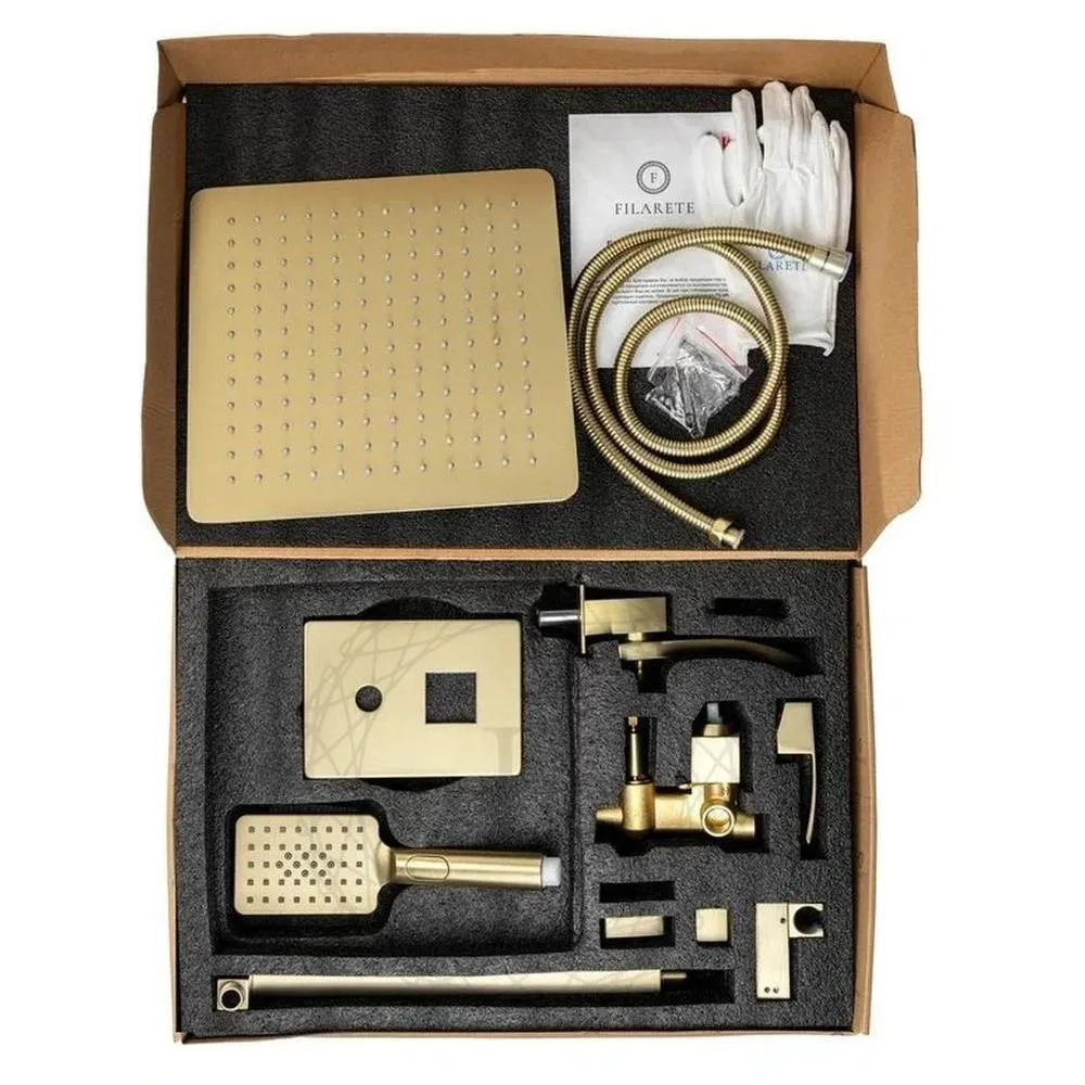 Душевая система встраиваемая FILARETE Waterfall FL1010MG, матовое золото