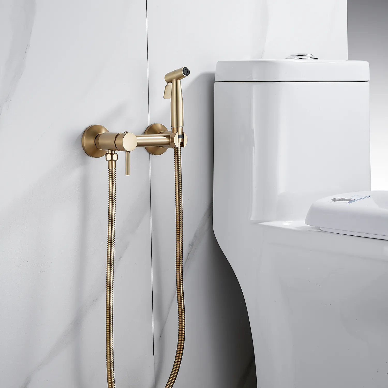 Гигиенический душ со смесителем Shevanik S107G, золотой сатин