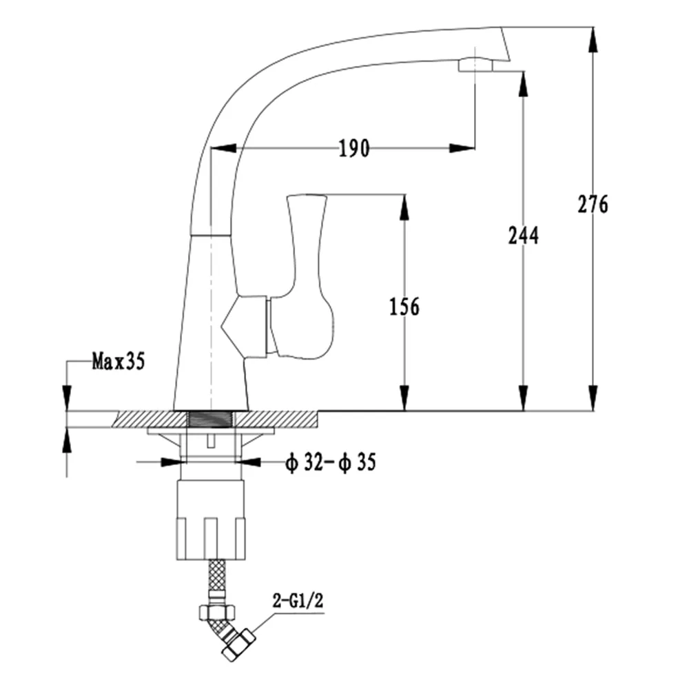 Смеситель для кухни GranFest 3723, серый