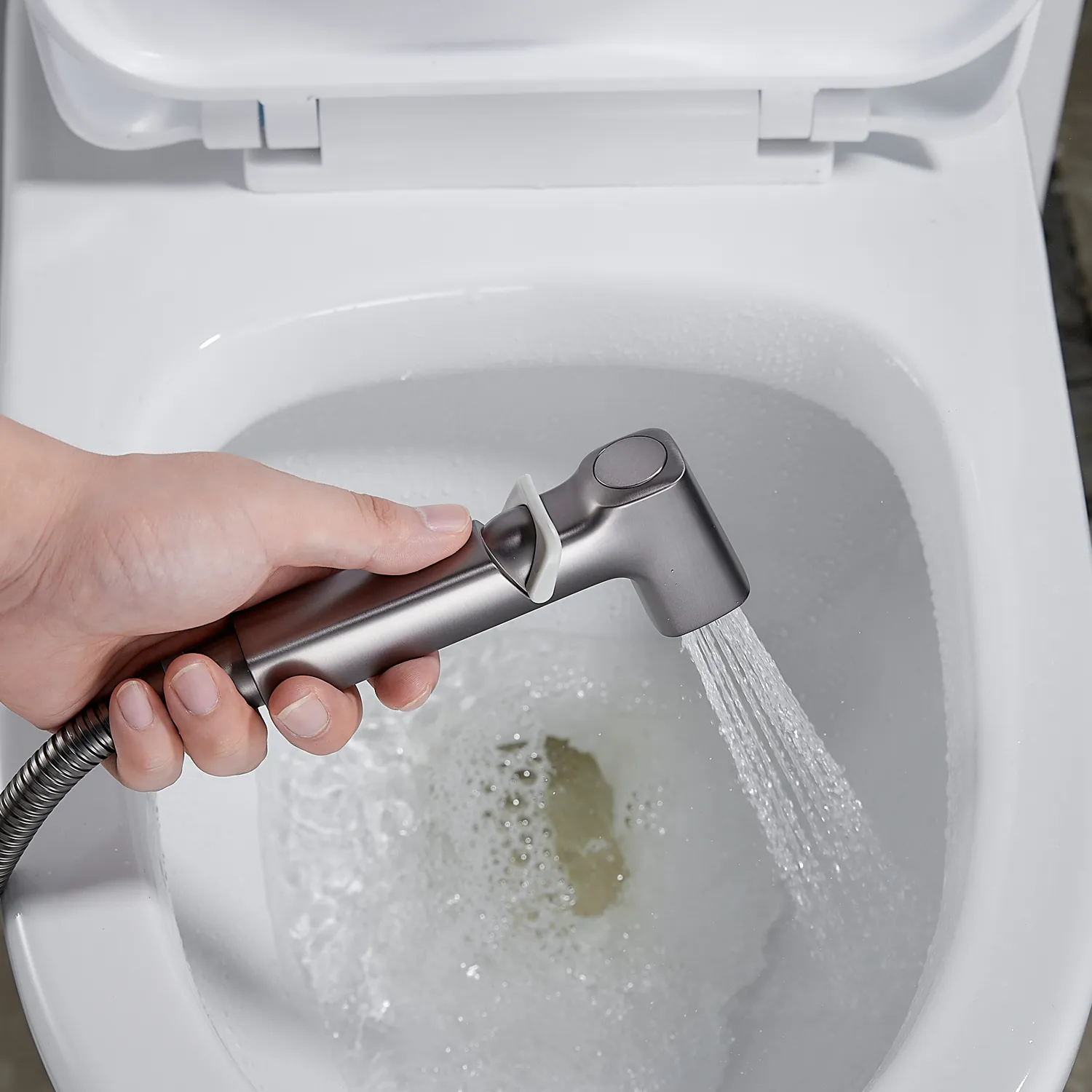 Гигиенический душ со смесителем Shevanik S6805T, оружейная сталь