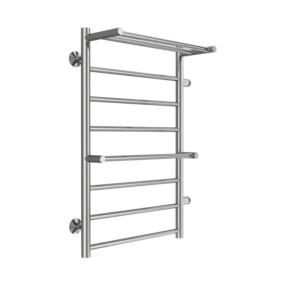 Полотенцесушитель водяной с полкой (правое подключение) Terminus Аврора П8 50х80, хром