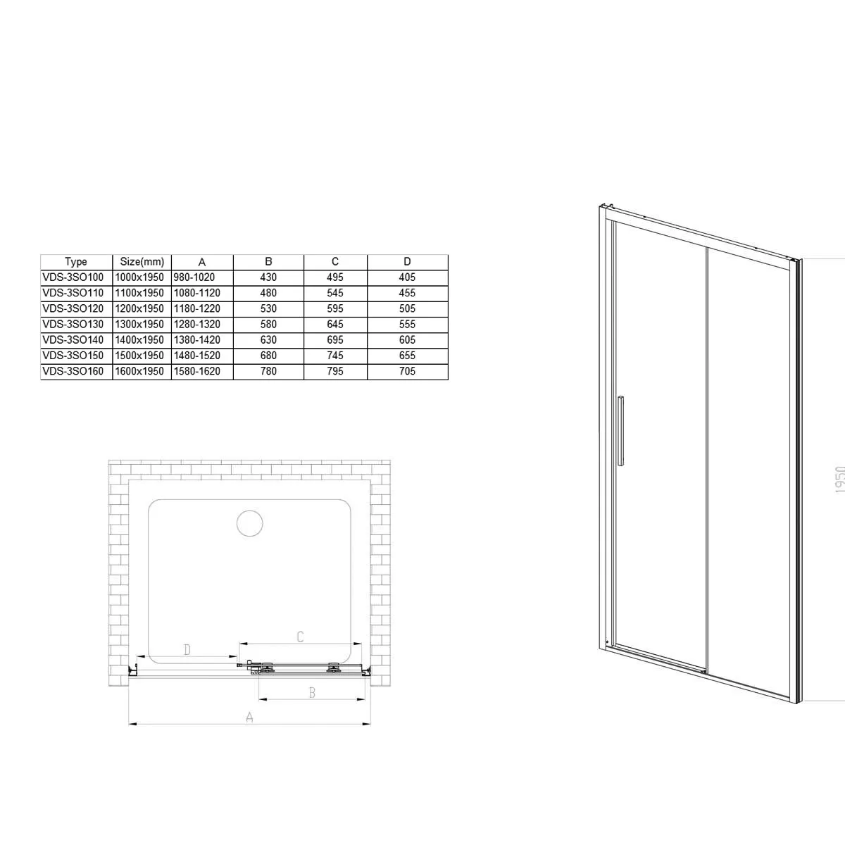 Душевая дверь Vincea Soft (VDS-3SO110CL) 1100х1950 мм, хром, стекло прозрачное