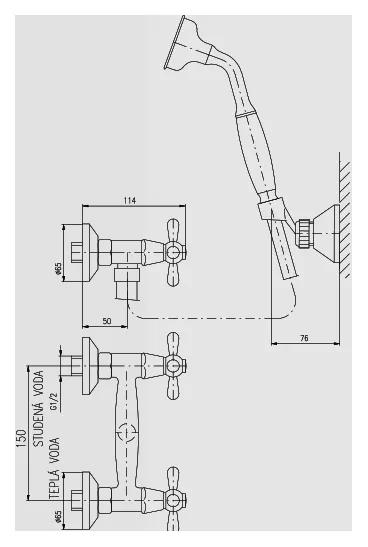 Смеситель для душа Rav Slezak Morava MK580.5/2