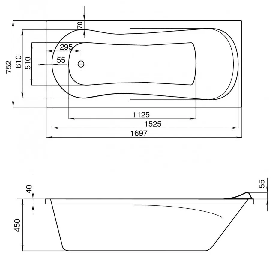 Ванна акриловая Santek Каледония 170x75 белая 1.WH30.2.391