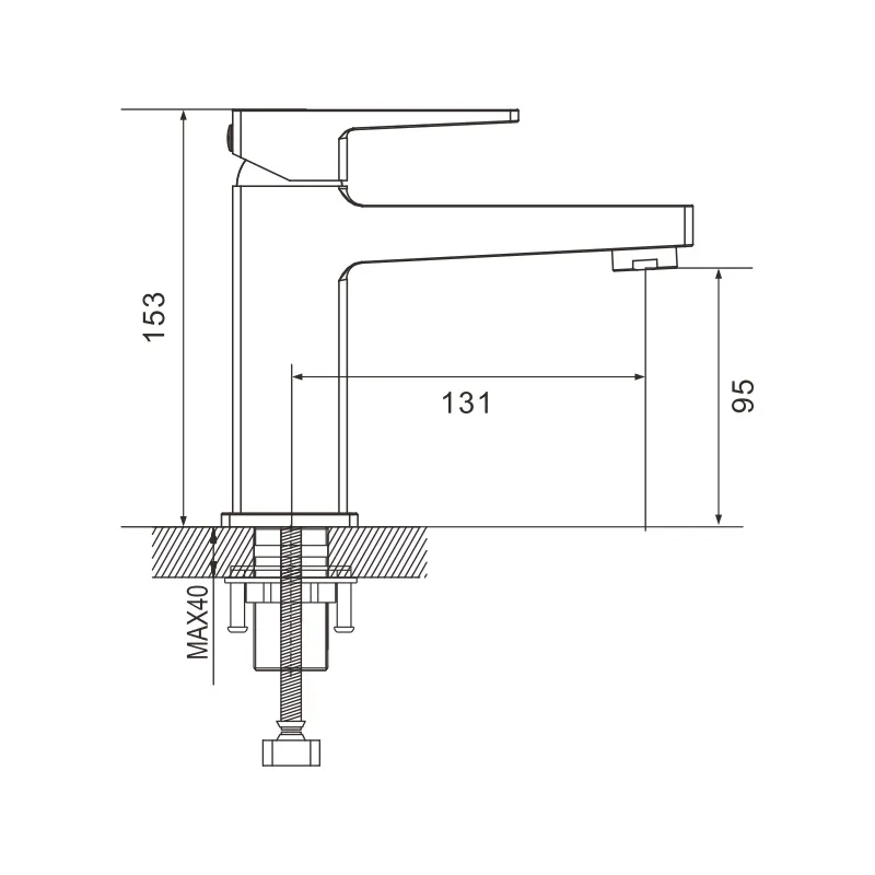 Смеситель для раковины Rose R2801T, оружейная сталь