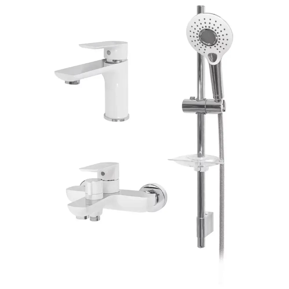 Набор для ванны 3 в 1 Hansberge H7099W, белый/хром