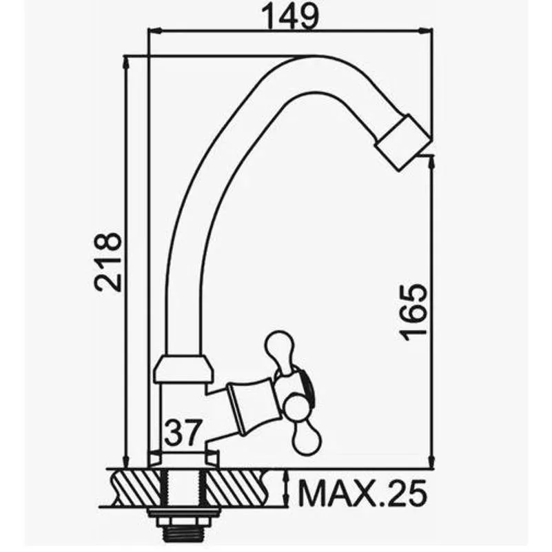 Кран на одну воду D-Lin D151911-1, хром