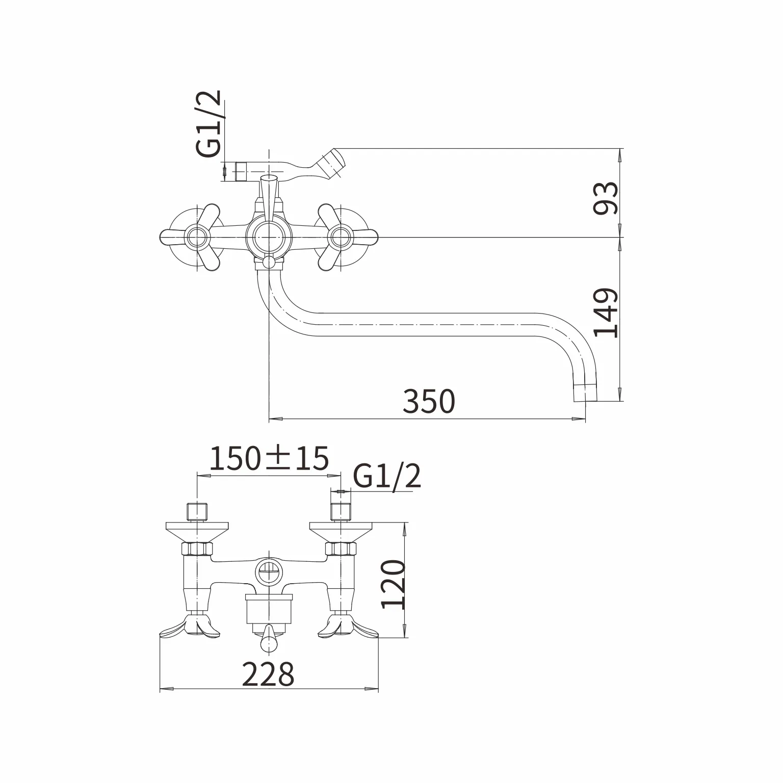 Смеситель для ванны FASHUN A2612-3, хром