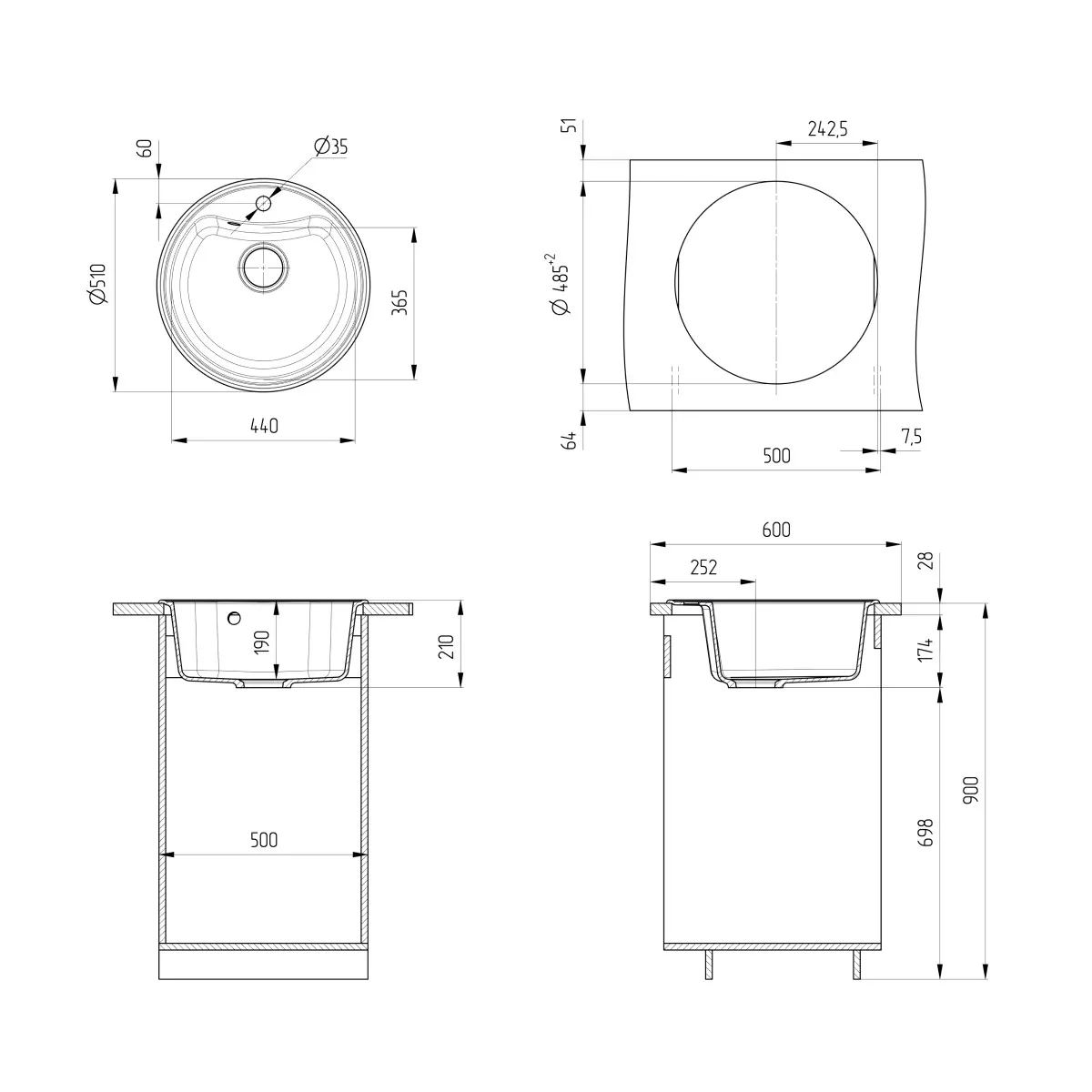 Кухонная мойка Ulgran U-601-331, белый