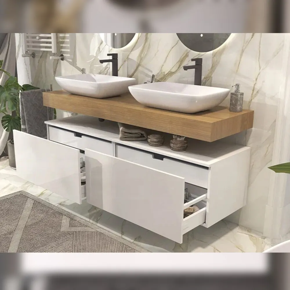 Тумба Velvex подвесная Unit 80, выс. 40, выдв. ящик, внутр. ящик, белый лед (tp.UNI.80.2Y белый глян