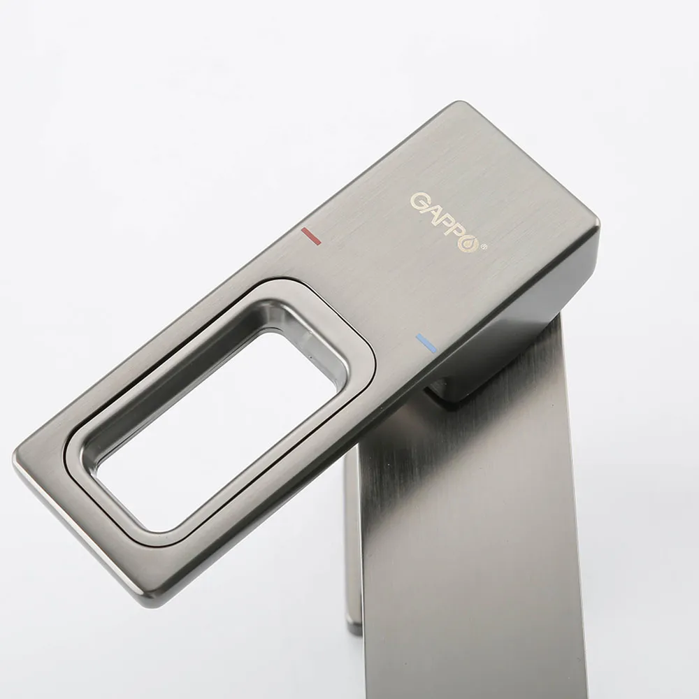 Смеситель для раковины Gappo G1017-9, оружейная сталь