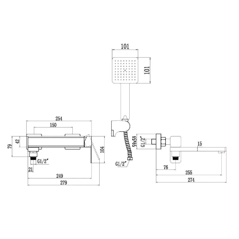 Смеситель для ванны Fmark FS8724-22HB