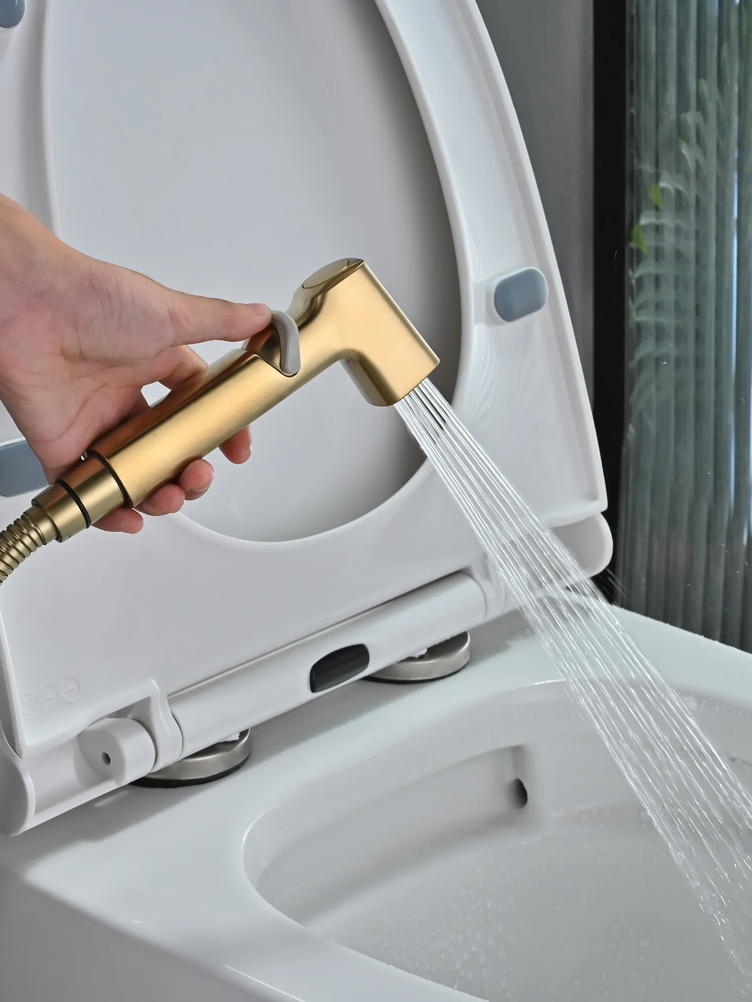 Гигиенический душ со смесителем Rose R245G, золотой сатин