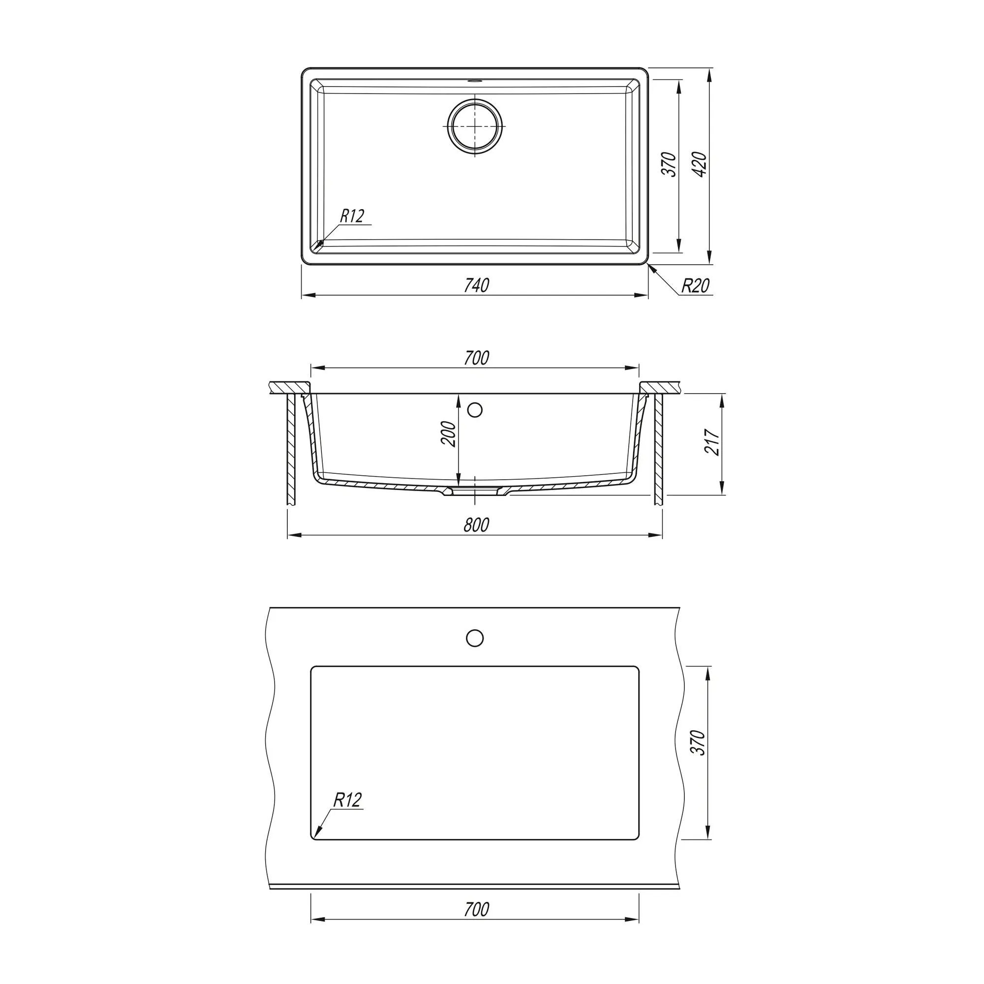 Кухонная мойка Florentina ВЕГА 22.435.E0700.102, черный